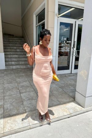 Nude Bodycon Midi Dress