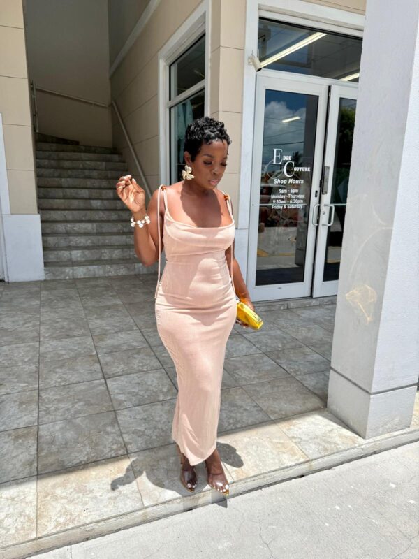 Nude Bodycon Midi Dress